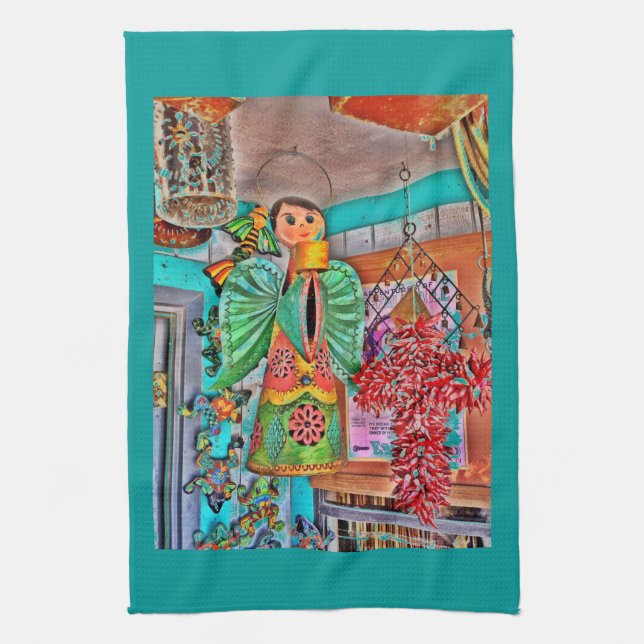 Hanging Angel Metal Art Chilli Peppers Painted Fro Tea Towel (Vertical)