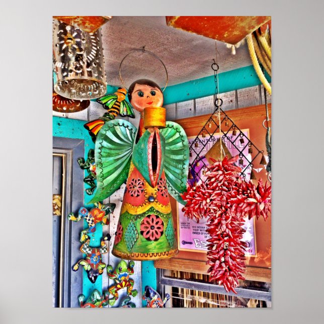 Hanging Angel Metal Art Chilli Peppers Painted Poster (Front)