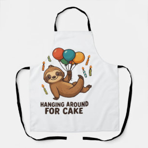 Hanging Around For Cake Birthday Balloon Sloth , C Apron