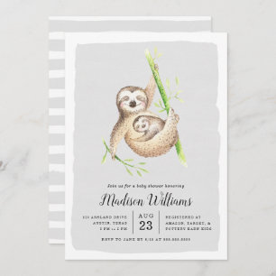 Hanging Around   Sloth Baby Shower Invitations