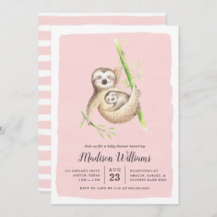Hanging Around   Sloth Baby Shower Invitations