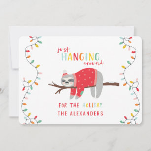 Hanging around sloth fun Holiday Card