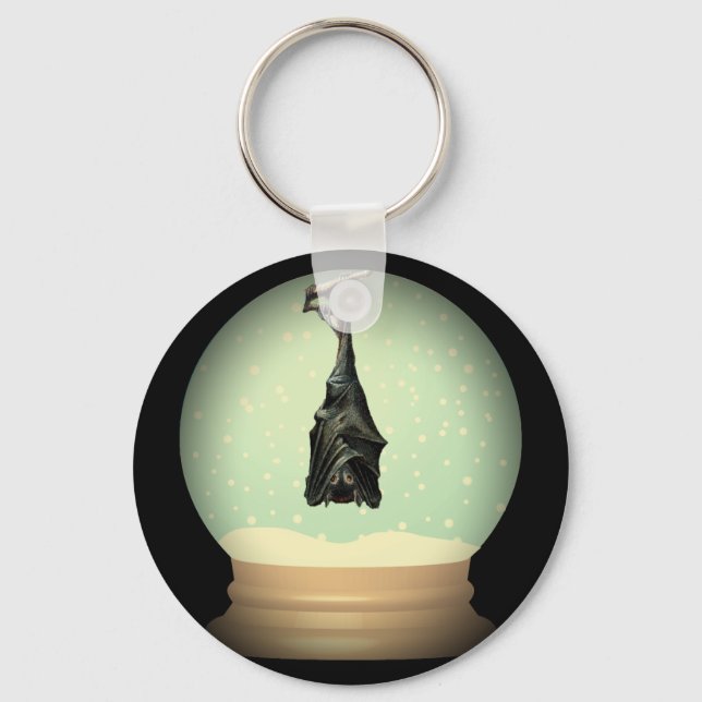Hanging bat snow globe keychain (Front)