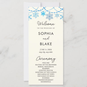 Hanging Blue Snowflakes Yellow Wedding Program