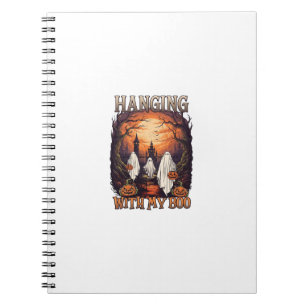 Hanging Boo Halloween Ghosts Pumpkins Full Moon_1 Notebook