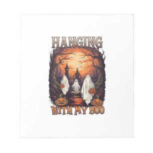Hanging Boo Halloween Ghosts Pumpkins Full Moon_1 Notepad