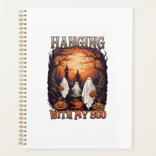 Hanging Boo Halloween Ghosts Pumpkins Full Moon_1 Planner