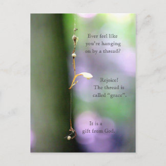 Hanging by a thread postcard
