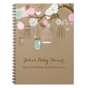 Hanging cages & jars notebook, baby shower advice notebook