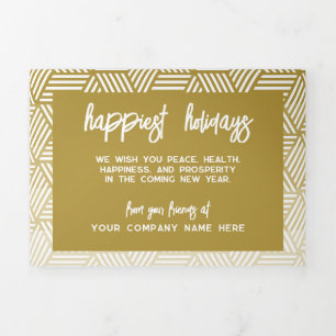 Hanging Calendar, Logo, Modern Gold Business Tri-Fold Holiday Card