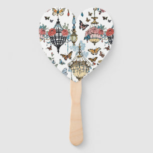 Hanging Chandelier Floral with Butterflies Hand Fan