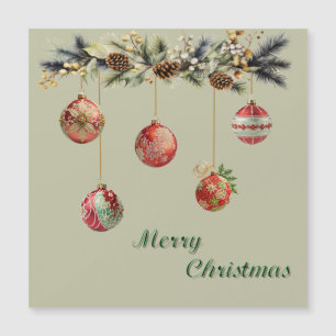 Hanging Christmas Balls Magnetic Card