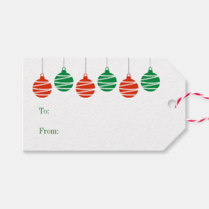 Hanging Christmas balls to and from gift labels