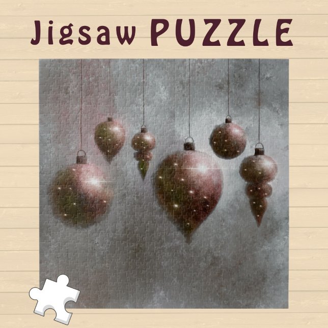 Hanging Christmas Copper Baubles on Grey -  Jigsaw Puzzle (Creator Uploaded)