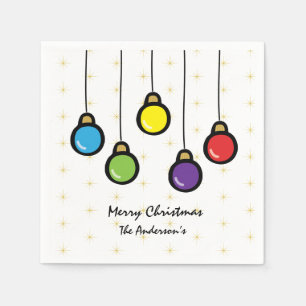 Hanging Christmas Ornaments With Gold Star Napkin