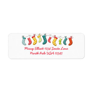 Hanging Christmas Stockings Return Address Label