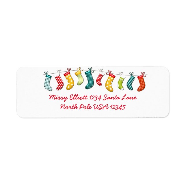 Hanging Christmas Stockings Return Address Label (Front)