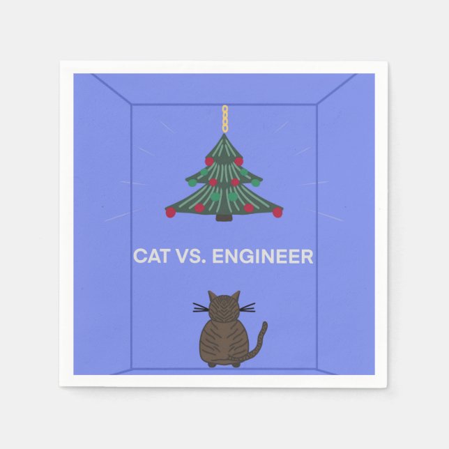 Hanging Christmas Tree versus Cat  Napkin (Front)