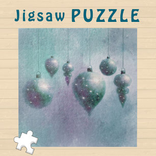 Hanging Christmas Turquoise Teal Baubles - Jigsaw Puzzle