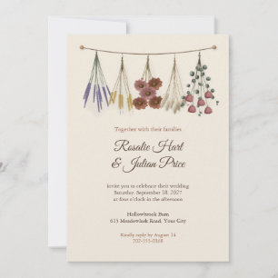 Hanging Dried Flower Bundles Wedding Invitation