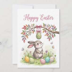 Hanging Easter Egg Bunny Scene Holiday Card