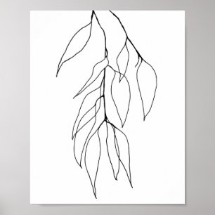 Hanging Eucalyptus Minimalist Botanical Line Art Poster