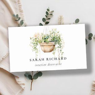 Hanging Floral House Plants Watercolor Botanical Business Card