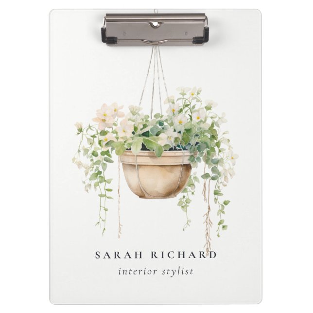 Hanging Floral House Plants Watercolor Botanical  Clipboard (Front)