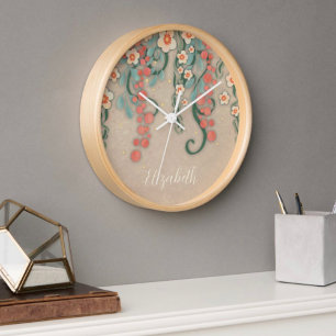 “Hanging Floral” Personalised Inspirivity Clock