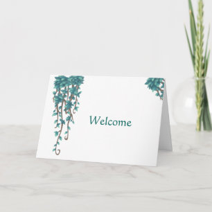 Hanging Floral Teal Simple Decoration Welcome Card