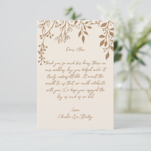Hanging Florals Foliage Warm Romantic Boho Earthy Thank You Card
