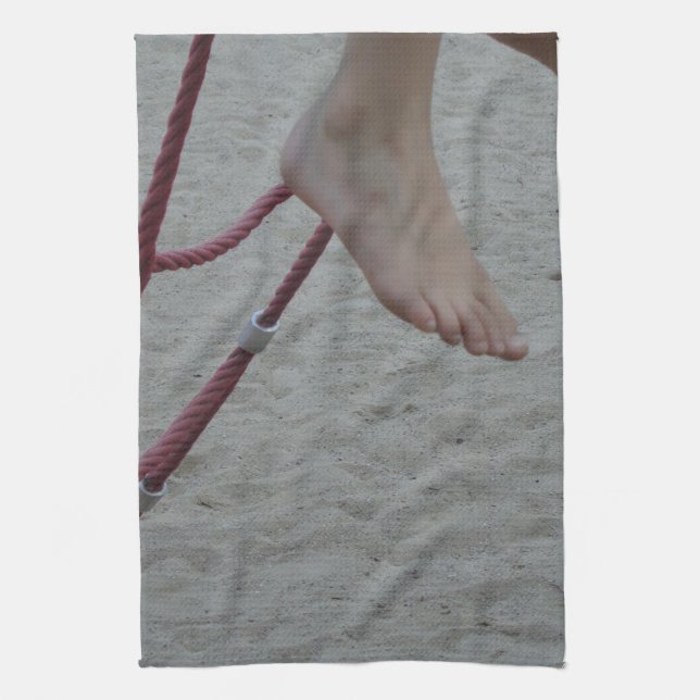 hanging foot climbing frame feet playground sand tea towel (Vertical)