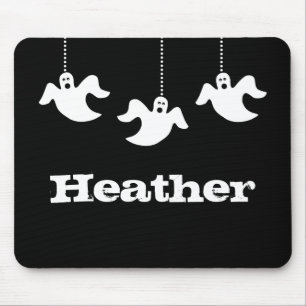 Hanging Ghosts Halloween Mousepad, Black Mouse Pad