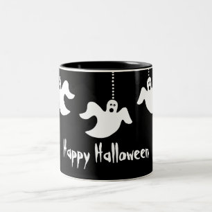 Hanging Ghosts Halloween Mug, Black Two-Tone Coffee Mug