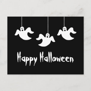 Hanging Ghosts Halloween Postcard, Black Postcard