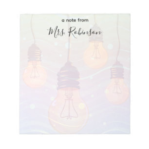 Hanging Glowing Lightbulbs Customisable Teacher Notepad