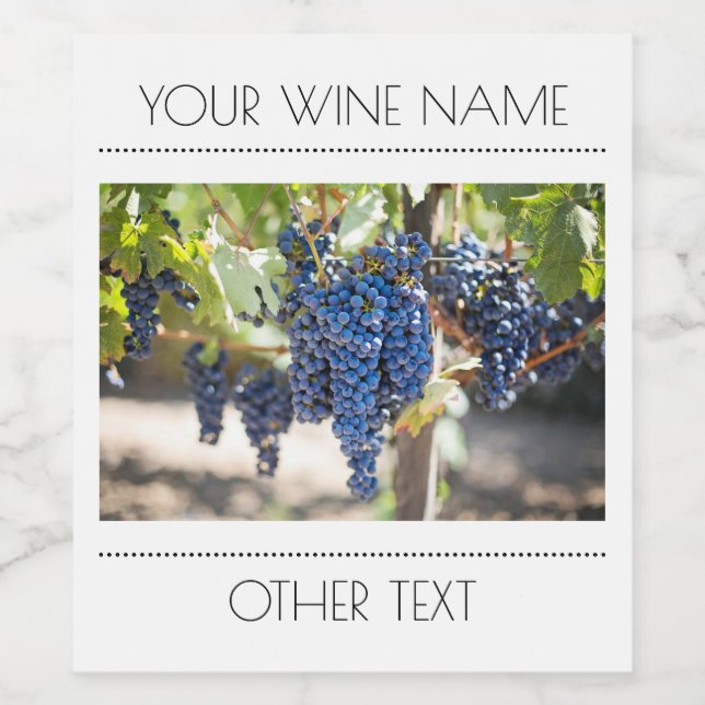 Hanging Grapes Wine Bottle Label (Single Label)