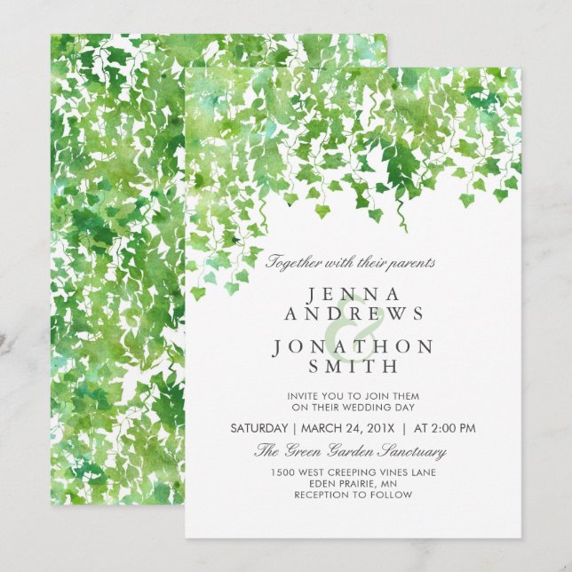 Hanging Greenery Wedding Invitation (Front/Back)