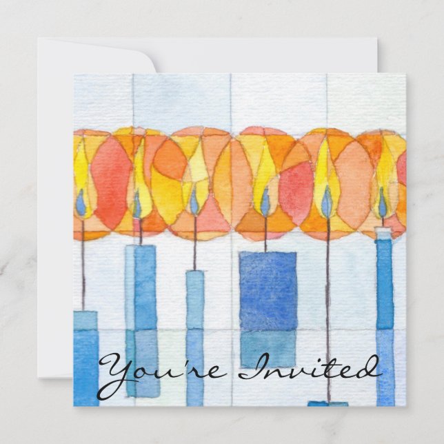Hanging Hanukkah Candles Invitation (Front)