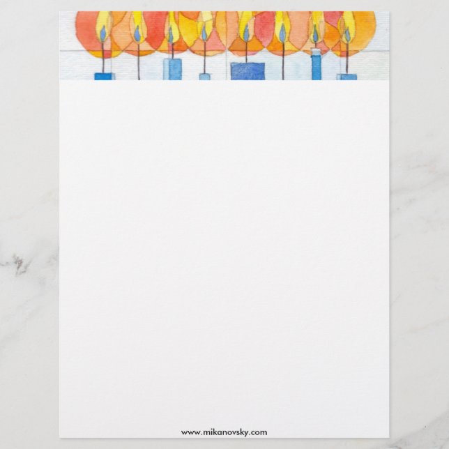 Hanging Hanukkah Candles Letterhead Design (Front)