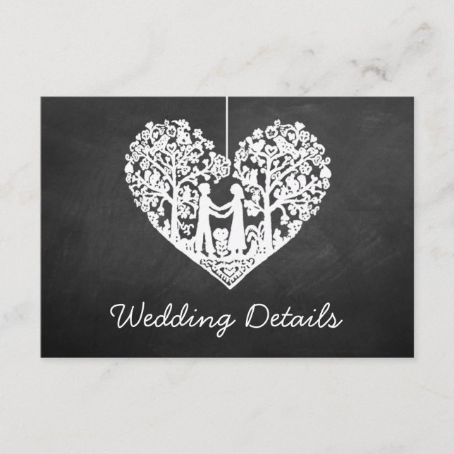 Hanging Heart Tree Chalkboard Wedding Collection Enclosure Card (Front)