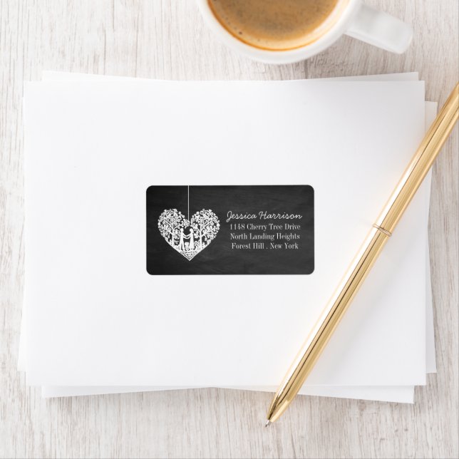 Hanging Heart Tree Chalkboard Wedding Collection Label (Insitu)