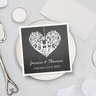 Hanging Heart Tree Chalkboard Wedding Collection Napkin