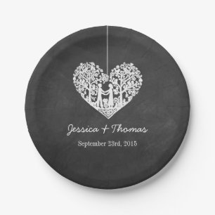 Hanging Heart Tree Chalkboard Wedding Collection Paper Plate