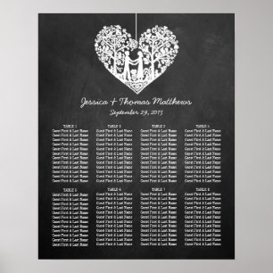 Hanging Heart Tree Chalkboard Wedding Collection Poster