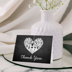 Hanging Heart Tree Chalkboard Wedding Thank You