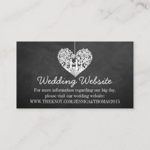 Hanging Heart Tree Chalkboard Wedding Website Enclosure Card