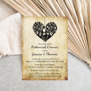 Hanging Heart Tree Vintage Rehearsal Dinner Invitation