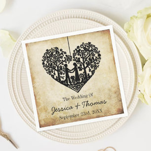 Hanging Heart Tree Vintage Wedding Collection Napkin
