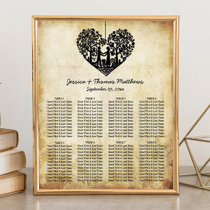 Hanging Heart Tree Vintage Wedding Seating Chart